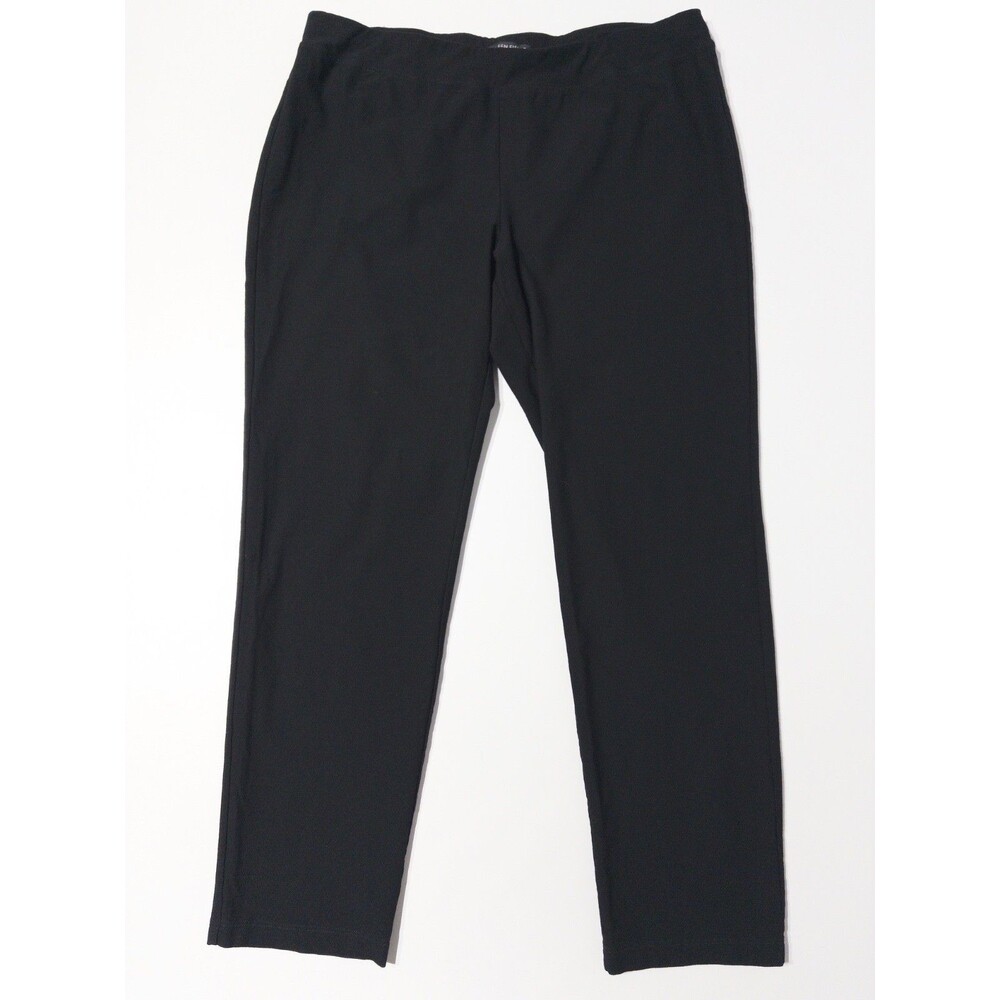 Eileen Fisher Made in USA Black Viscose Spandex Elastic Waist Pants Women Size L